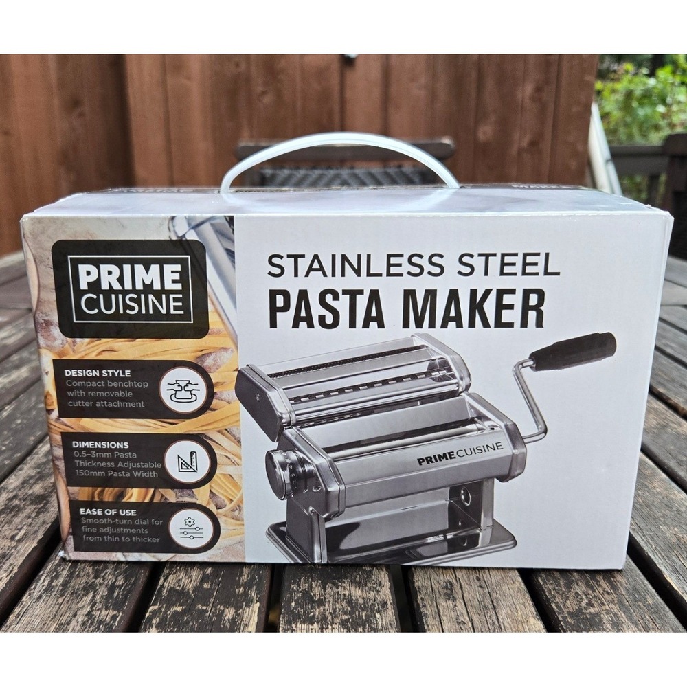Prime Cuisine Stainless Steel Manual Pasta Maker Machine New Open Box